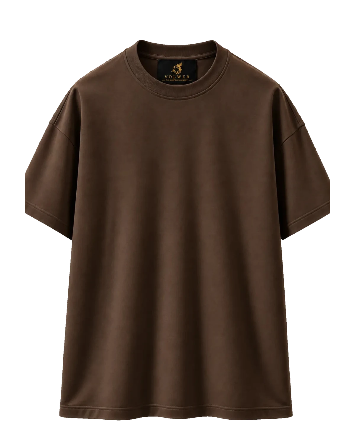 VOLWER Espresso Brown Oversized Round Neck T-Shirt