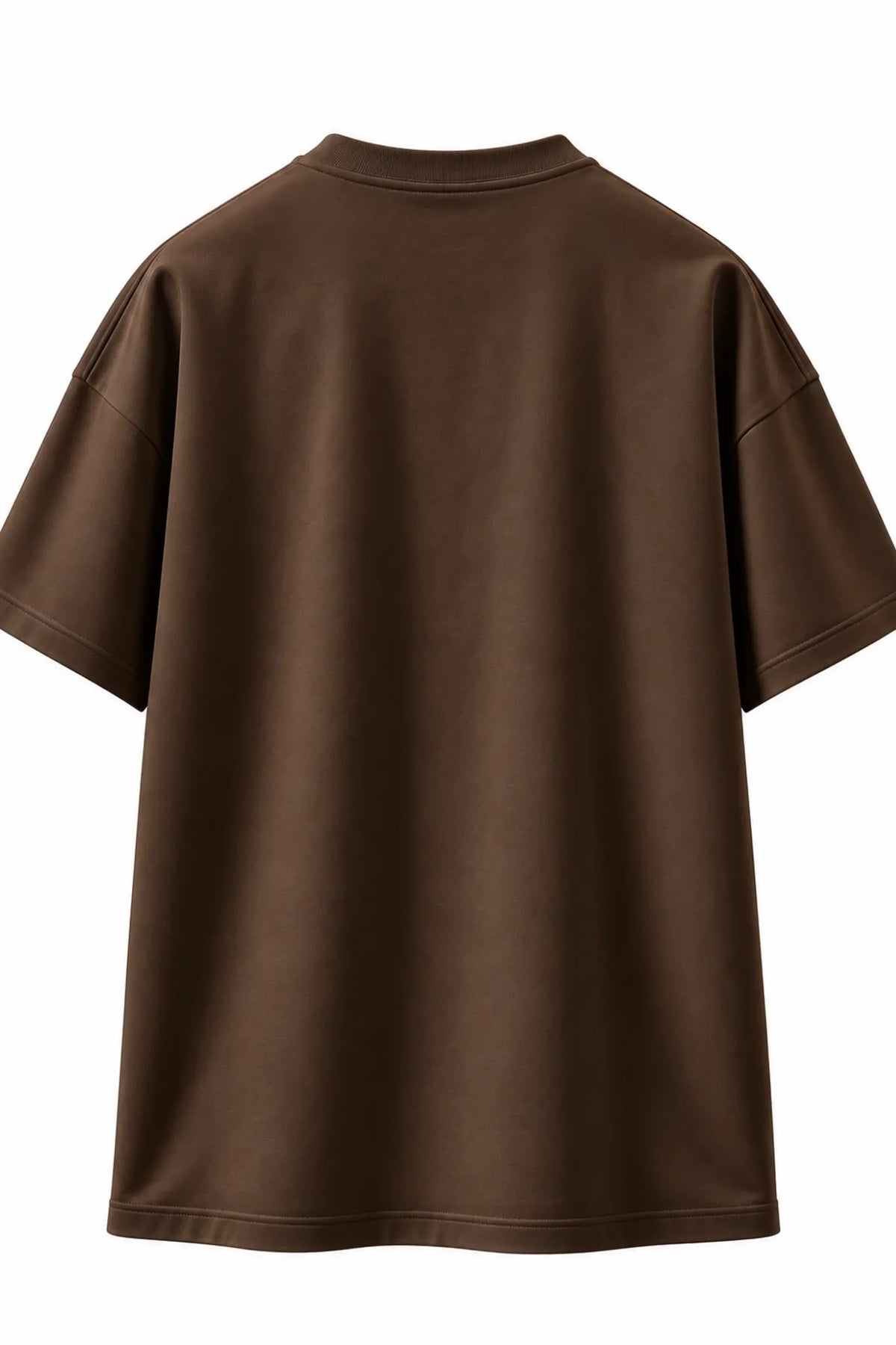 VOLWER Espresso Brown Oversized Round Neck T-Shirt detail 1