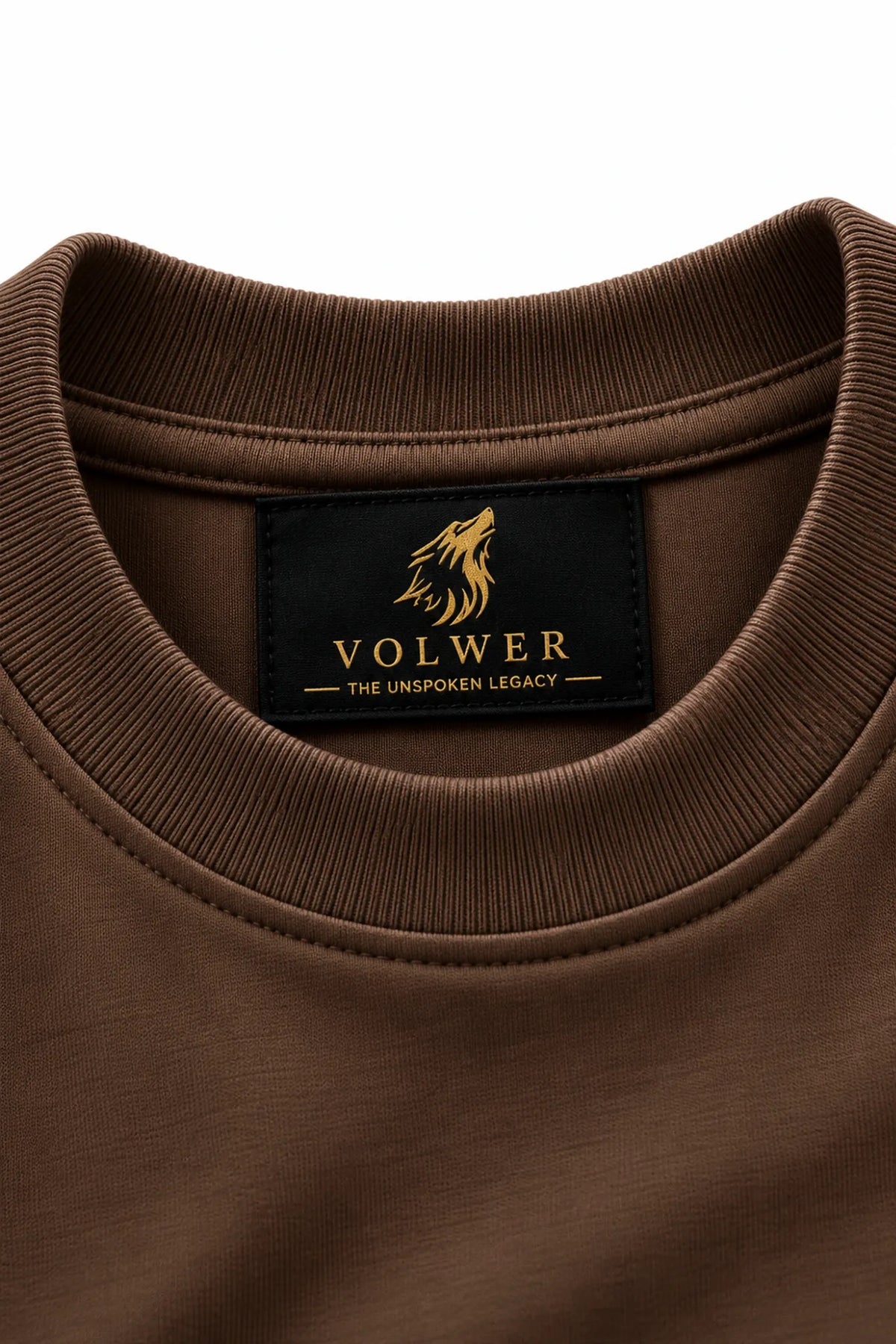 VOLWER Espresso Brown Oversized Round Neck T-Shirt detail 2