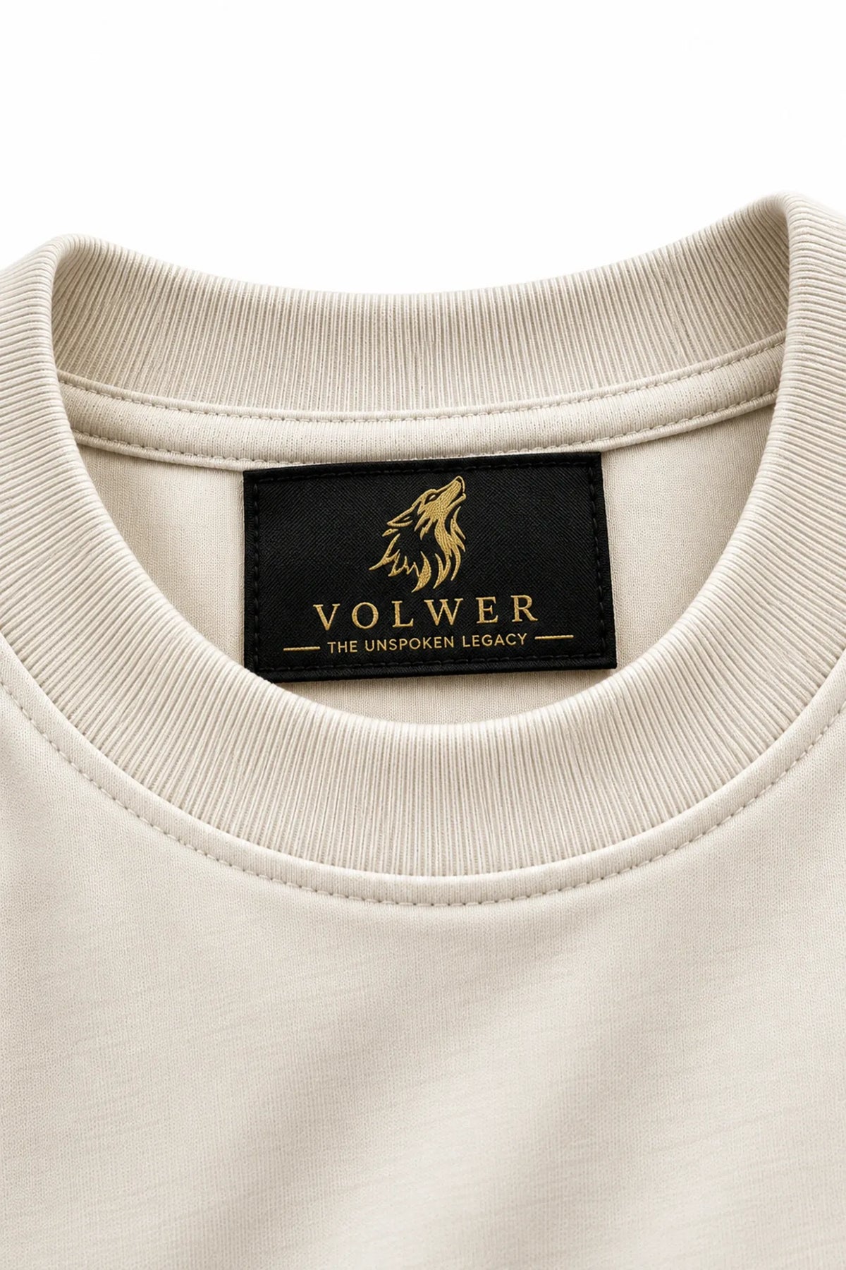 VOLWER Ivory Identity Oversized Round Neck T-Shirt detail 2