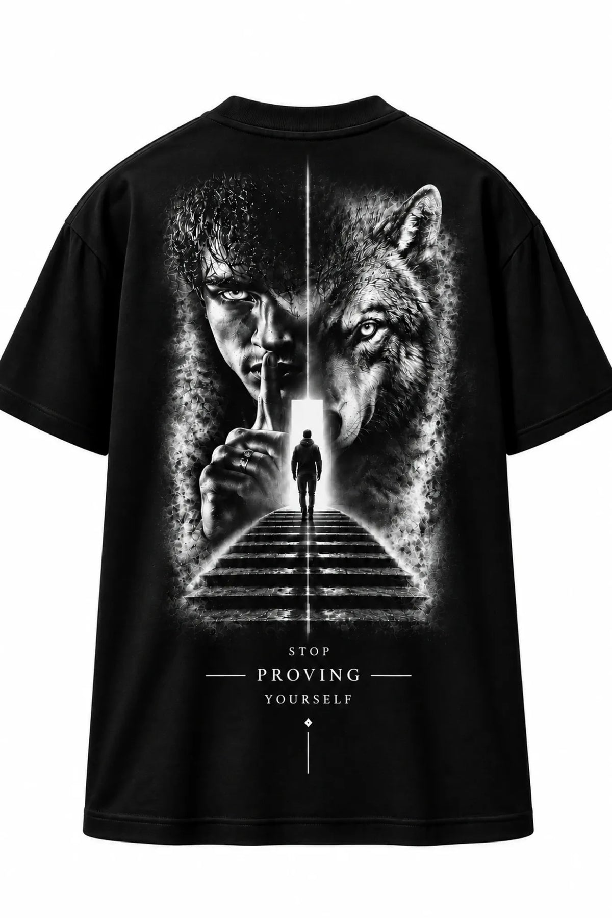 VOLWER Classic Black Silent Oversized Round Neck T-Shirt detail 2