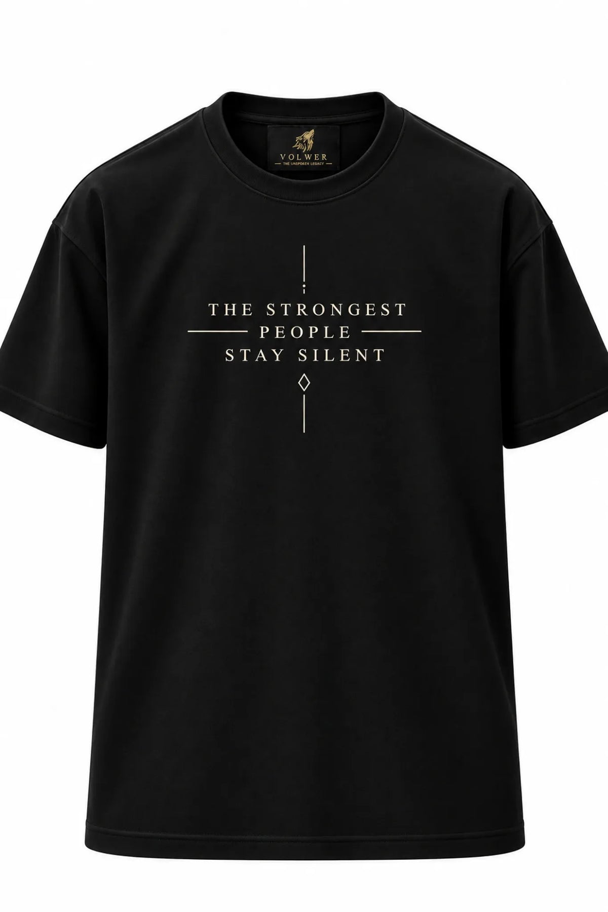 VOLWER Classic Black Silent Oversized Round Neck T-Shirt