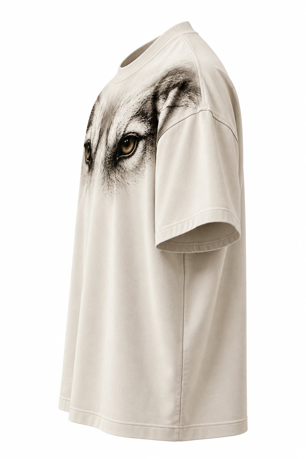 VOLWER Ivory Wolf Oversized Round Neck T-Shirt detail 2