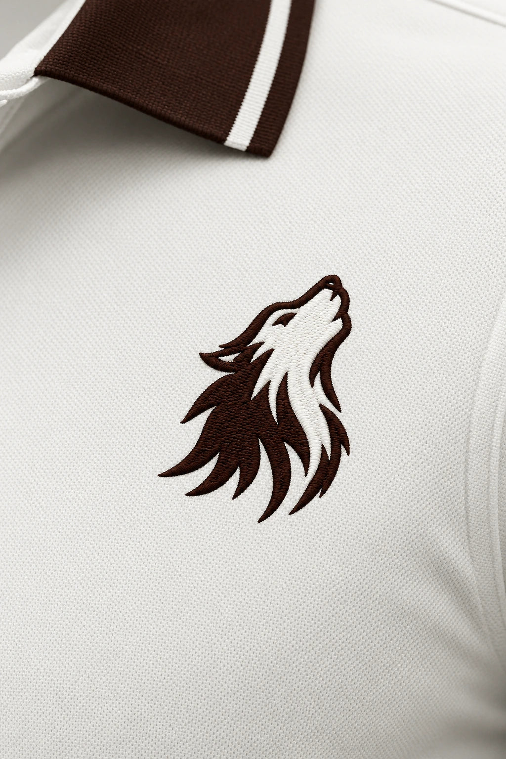 VOLWER Ivory and Brown polo wolf logo detail size XXL